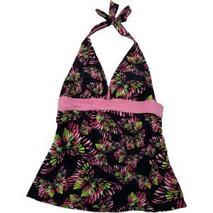 Joe Boxer Small Tankini Top Butterfly Swim Black Pink